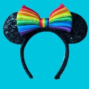 Minnie Mouse pride ears. Rainbow bow